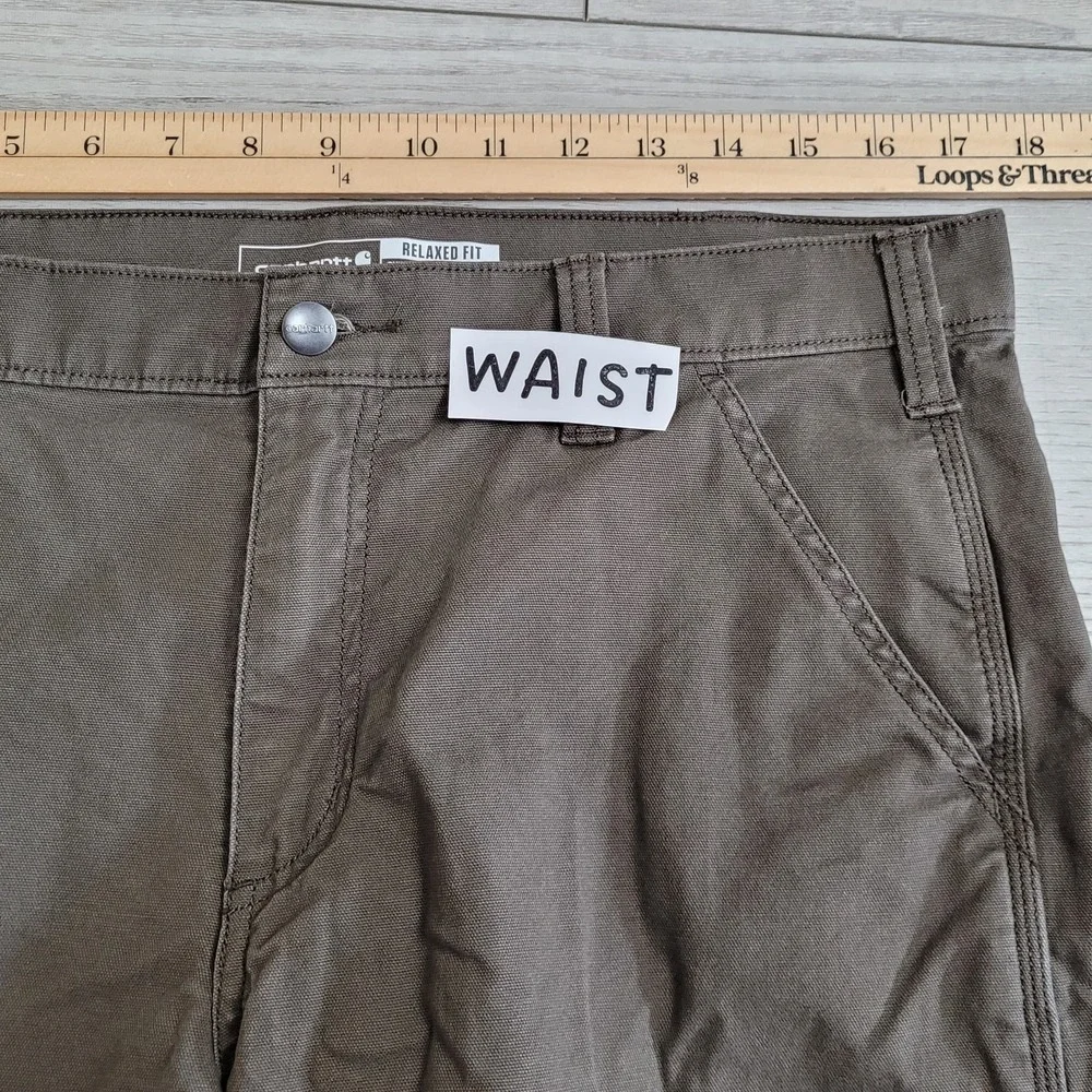 Carhartt Shorts Men 34 (36x10) Relaxed Fit Olive Green Canvas Workwear NWOT